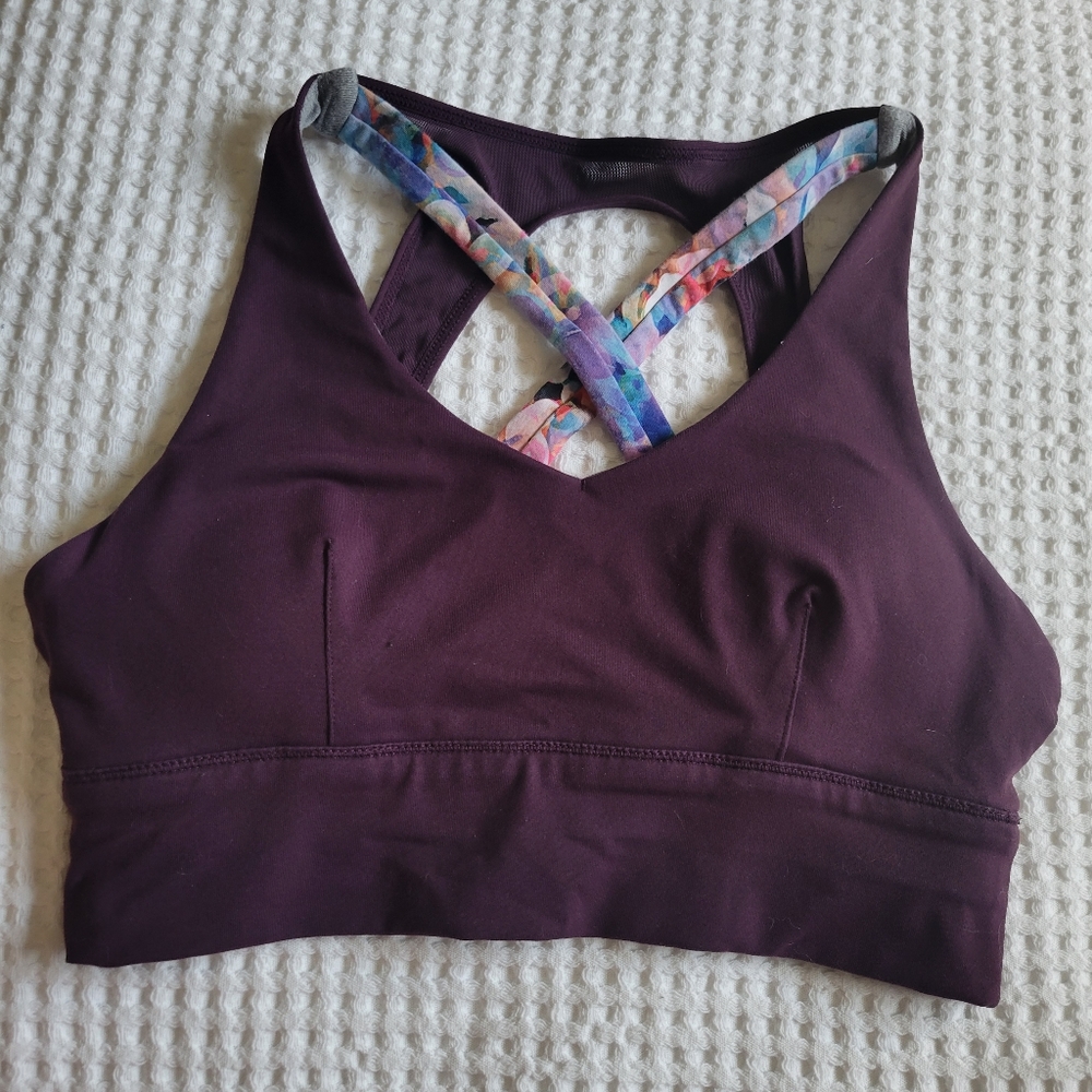 Born Primitive x Barbella “X Factor” Purple Floral Strappy Sports Bra